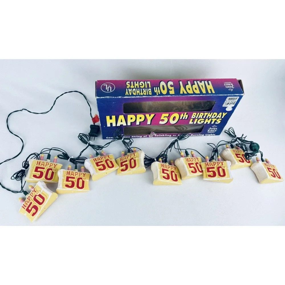 Blow Mold Happy 50th Cake Lights Birthday Anniversary Vintage 1994 Tested Video!